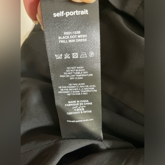 NWT Self-Portrait Black Dot Mesh Frill Mini Dress Size 2 - Picture 13 of 13